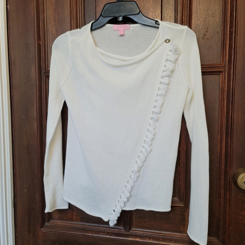 Lilly Pulitzer Mini Avenue White Cardigan Size XL/12-14-Junior Size